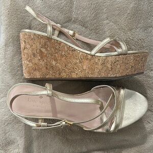 Kate Spade Gold Wedge Shoes with Cork Heel